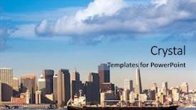  Presentation with san francisco - Slide set enhanced with skyline in california from treasure background and a light blue colored foreground