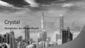  Presentation with hongkong - Audience pleasing PPT layouts consisting of skyline in hongkong with black backdrop and a light gray colored foreground