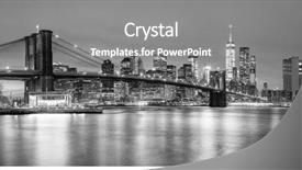  Presentation with brooklyn bridge - Presentation theme enhanced with skyline in new york city background and a gray colored foreground