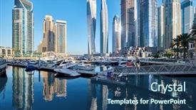  Presentation with marina - Amazing theme having skyline in united arab emirates backdrop and a ocean colored foreground