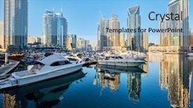 Presentation with marina - Slides having skyline in united arab emirates background and a light blue colored foreground