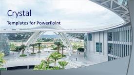  Presentation with modern building - Colorful slide set enhanced with arquitectura - skyline inside design in modern backdrop and a sky blue colored foreground