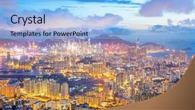  Presentation with ngo - Amazing presentation theme having skyline kowloon from fei ngo backdrop and a light blue colored foreground