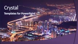  Presentation with south asia - Cool new theme with skyline of busan south korea backdrop and a wine colored foreground