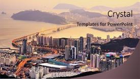  Presentation with korea - Colorful slide deck enhanced with skyline of busan south korea backdrop and a lemonade colored foreground