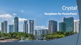  Presentation with kuala lumpur malaysia skyline - PPT theme featuring cloud technology concept painted green background and a light gray colored foreground