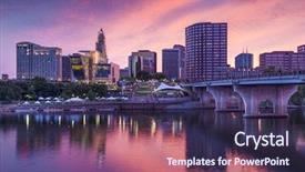  Presentation with dusk - Slide set consisting of skyline of downtown hartford connecticut at dusk from across the connecticut river background and a wine colored foreground
