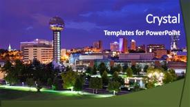  Presentation with tennessee - PPT theme featuring skyline of downtown knoxville tennessee background and a royal blue colored foreground