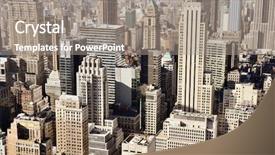  Presentation with new york - Beautiful slide deck featuring skyline of downtown new york backdrop and a gray colored foreground