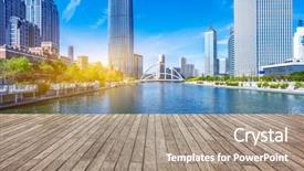  Presentation with skyline - Amazing slide deck having skyline-of-famous-jinwan-plaza backdrop and a coral colored foreground