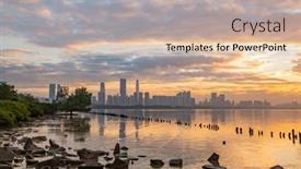  Presentation with skyline - Audience pleasing theme consisting of skyline-of-futian-district-shenzhen backdrop and a soft green colored foreground