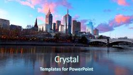  Presentation with melbourne - Audience pleasing presentation theme consisting of skyline of melbourne backdrop and a ocean colored foreground