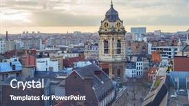  Presentation with brussels - Colorful slide deck enhanced with skyline of the city brussels backdrop and a ocean colored foreground