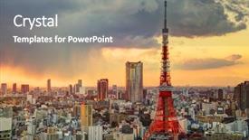  Presentation with tokyo - Colorful presentation enhanced with skyline of tokyo japan backdrop and a gray colored foreground