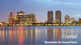  Presentation with florida beach - PPT theme enhanced with skyline of west palm beach background and a gray colored foreground