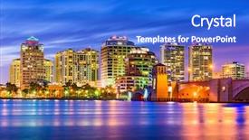  Presentation with florida beach - Slide set with skyline on the intracoastal waterway background and a cobalt blue colored foreground