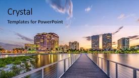  Presentation with beach palm tree wedding - Colorful slides enhanced with skyline on the intracoastal waterway backdrop and a teal colored foreground
