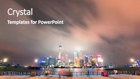  Presentation with washington dc city skyline - Cool new PPT theme with skyline over walkway at night backdrop and a gray colored foreground