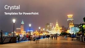  Presentation with washington dc city skyline - Colorful presentation theme enhanced with skyline over walkway at night backdrop and a coral colored foreground