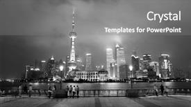  Presentation with washington dc city skyline - Presentation design consisting of skyline over walkway at night background and a gray colored foreground