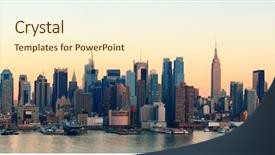  Presentation with new york city - Cool new PPT theme with skyline panorama view over hudson backdrop and a cream colored foreground