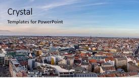  Presentation with dubai skyline on blue sky - Colorful slide set enhanced with skyline panorama with a blue backdrop and a light blue colored foreground