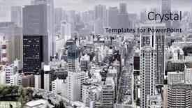  Presentation with tokyo - Colorful presentation enhanced with skyline tokyo - city view of skyscarpers backdrop and a light gray colored foreground
