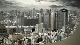  Presentation with tokyo - Cool new slides with skyline tokyo - city view of skyscarpers backdrop and a gray colored foreground