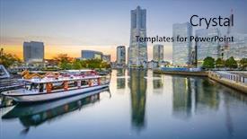  Presentation with japan - Cool new PPT theme with skyline tokyo - yokohama japan cityscape at minato-mirai backdrop and a light blue colored foreground