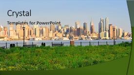  Presentation with green city - Audience pleasing slide deck consisting of skyline view from new jersey backdrop and a light blue colored foreground