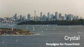  Presentation with sydney - Slides with skyline viewed from the harbor background and a gray colored foreground