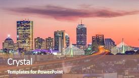  Presentation with bridges - Presentation theme having skyline with bridges and highway background and a coral colored foreground