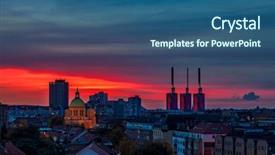  Presentation with washington dc city skyline - Amazing slide deck having skyline with electric pwer station backdrop and a ocean colored foreground