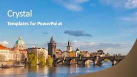  Presentation with republic day - Theme enhanced with skyline with historic charles bridge background and a teal colored foreground