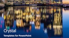  Presentation with london - Cool new slides with skylines building at canary wharf backdrop and a navy blue colored foreground