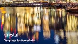  Presentation with london - Slides consisting of skylines building at canary wharf background and a navy blue colored foreground