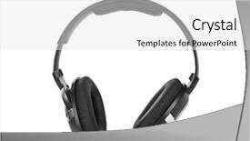  Presentation with headphones - Audience pleasing slide set consisting of skype - headphones isolated on white background backdrop and a white colored foreground