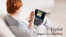  Presentation with computer - Presentation with skype - woman talking to her mother background and a lemonade colored foreground