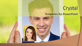  Presentation with chat - PPT theme enhanced with skype - young couple talking to each background and a yellow colored foreground