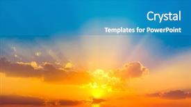  Presentation with sun - Cool new presentation theme with skyscaper - heavenly view setting sun backdrop and a teal colored foreground