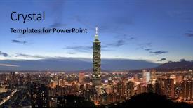  Presentation with taipei - Amazing presentation theme having skyscraper and buildings in taipei backdrop and a teal colored foreground