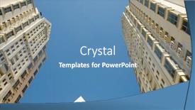  Presentation with skyscraper - Presentation theme enhanced with skyscraper and trees on background of sky background and a teal colored foreground