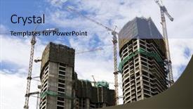  Presentation with glass construction - Presentation theme with skyscraper building on a background background and a light blue colored foreground