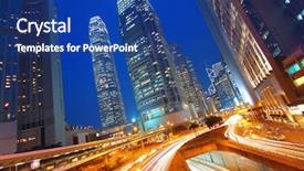  Presentation with night city - Cool new presentation theme with skyscraper new york - modern urban city with freeway backdrop and a ocean colored foreground