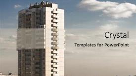  Presentation with russia city - Presentation theme consisting of skyscraper on sky background russia background and a soft green colored foreground