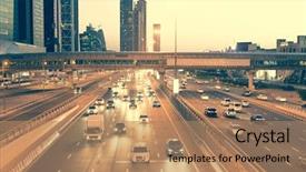  Presentation with zayed - PPT theme enhanced with skyscraper roads and bridge background and a coral colored foreground