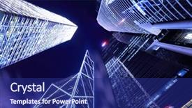  Presentation with skyscraper - Amazing presentation design having skyscraper view from bottom in hong kong backdrop and a navy blue colored foreground