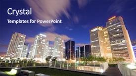  Presentation with office buildings - Colorful PPT layouts enhanced with skyscrapers - office buildings in downtown backdrop and a navy blue colored foreground