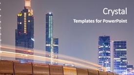  Presentation with bts - Presentation theme with skyscrapers and bts in bangkok background and a gray colored foreground