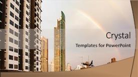  Presentation with bts - Slides consisting of skyscrapers and bts in bangkok background and a soft green colored foreground